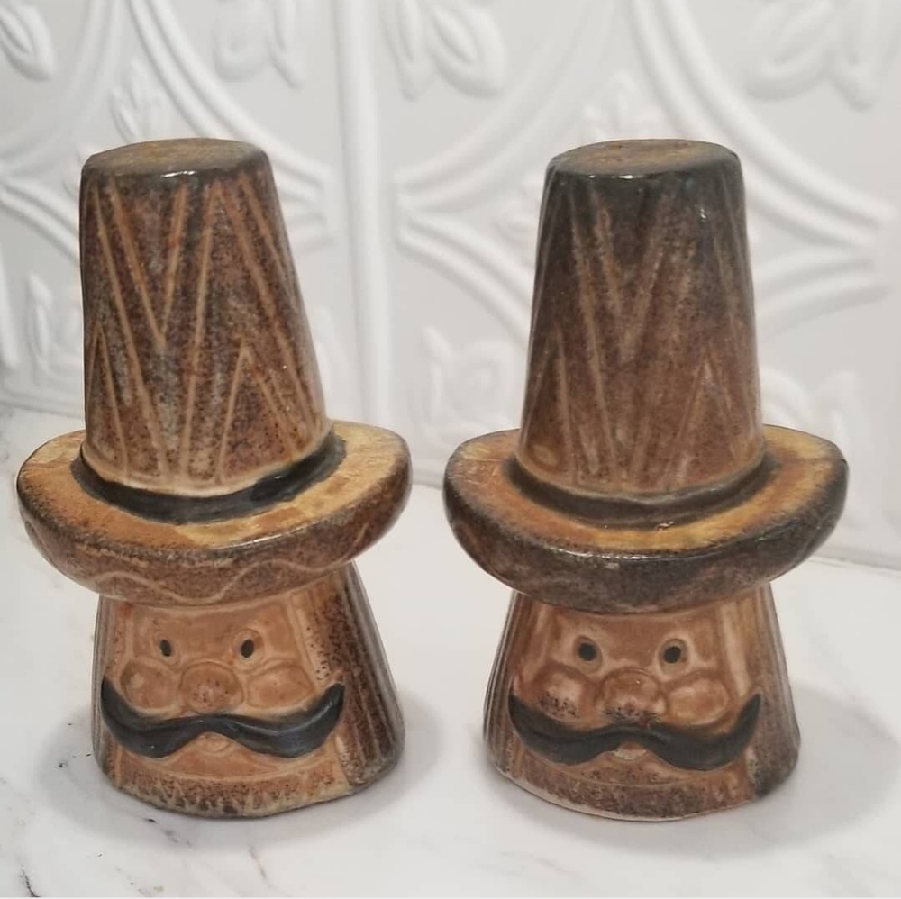 Holt Howard men with hats and mustaches salt and pepper shakers